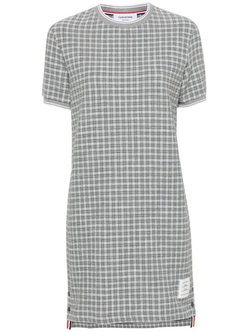 Medium grey/white cotton blend check pattern dress Thom Browne | FJD105AJ0113035